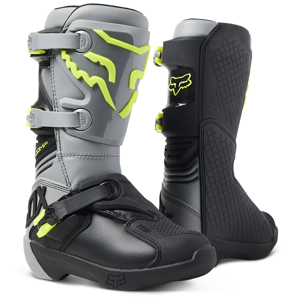 Fox Youth Comp Boots Steel Grey | Tracktion Motorcycles