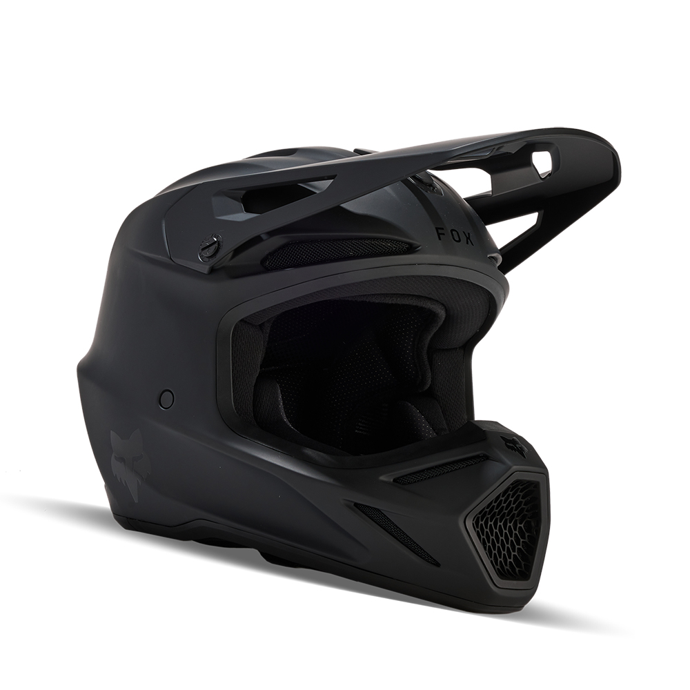 Fox Youth V3 Solid Helmet Matte Black | Tracktion Motorcycles
