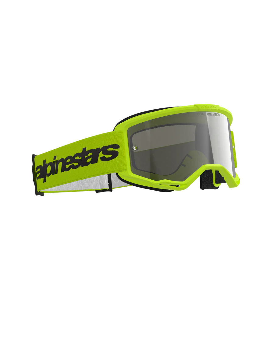 Alpinestars Vision 3 Wordmark Goggle Yellow Fluoro - Mirror Silver Lens - Image 2