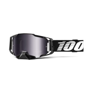 100% Armega Moto Goggle Black Essential - Silver Flash Mirror Lens