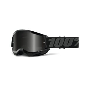100% Strata 2 Sand Moto Goggle Black - Smoke Lens