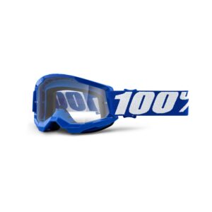 100% Strata 2 Youth Moto Goggle Blue - Clear Lens