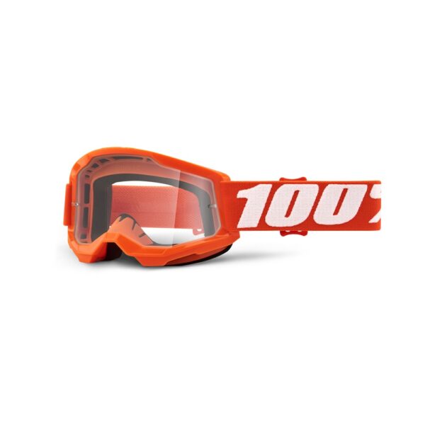 100% Strata 2 Youth Moto Goggle Orange - Clear Lens