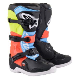 Tech-3S Youth MX Boots Black/Yellow Fluoro/Red Fluoro