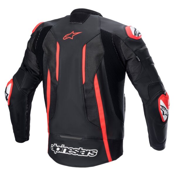 Fusion Leather Jacket Black/Red Fluoro