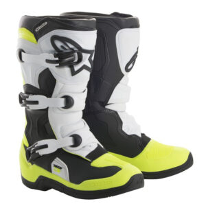 Tech-3S Youth MX Boots Black/White/Yellow Fluoro