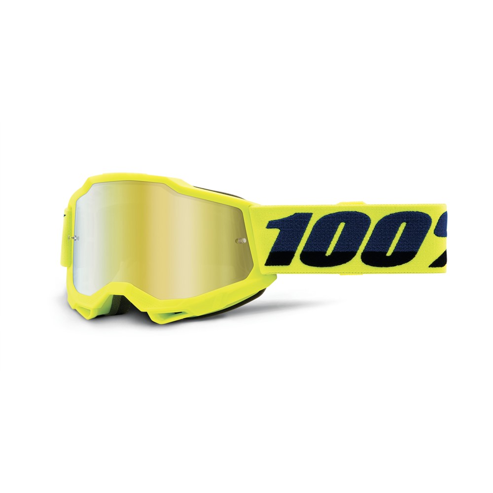 100 Accuri 2 Youth Moto Goggle Fluoro Yellow Mirror Gold Lens
