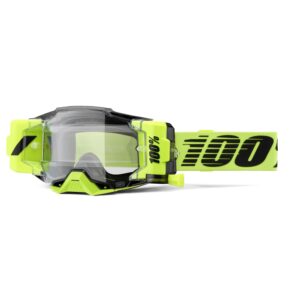 100% Armega Forecast Moto Goggle Neon Yellow - Clear Lens