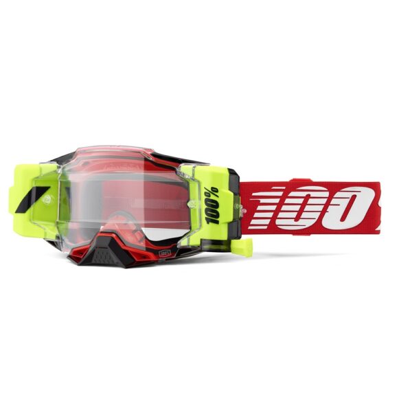 100% Armega Forecast Moto Goggle Red - Clear Lens