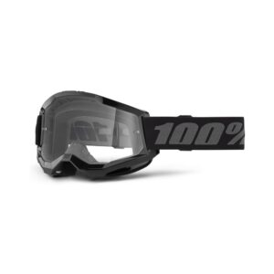 100% Strata 2 Moto Goggle Black - Clear Lens