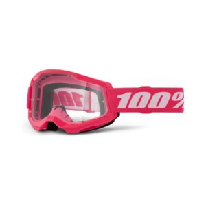 100% Strata 2 Youth Moto Goggle Pink  - Clear Lens