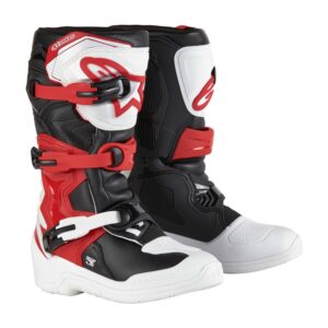 Tech-3S Youth MX Boots White/Black/Bright Red