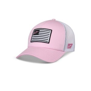 Flag Snapback Hat Pink/White - One Size