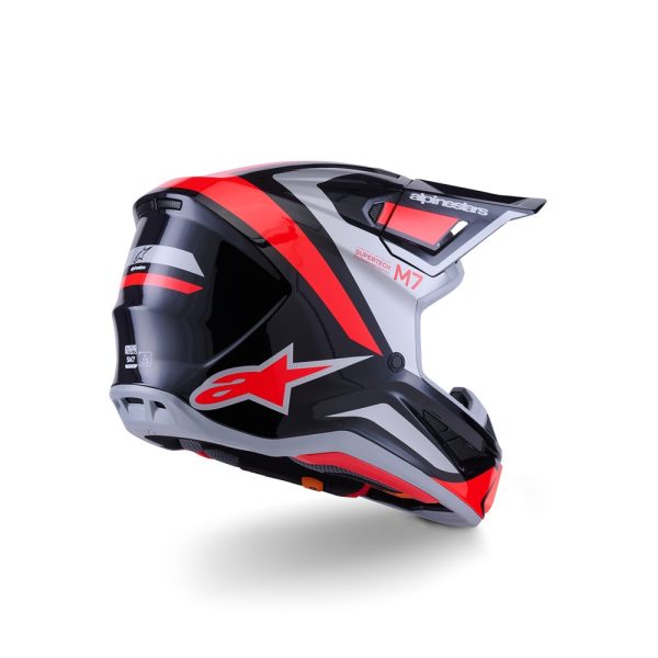 S-M7 Rise Helmet Black/Silver/Red Fluoro Gloss