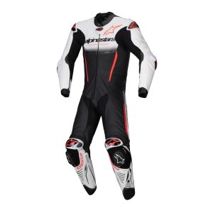 GP-R7 1Pc Leather Suit White/Black/Red Fluoro