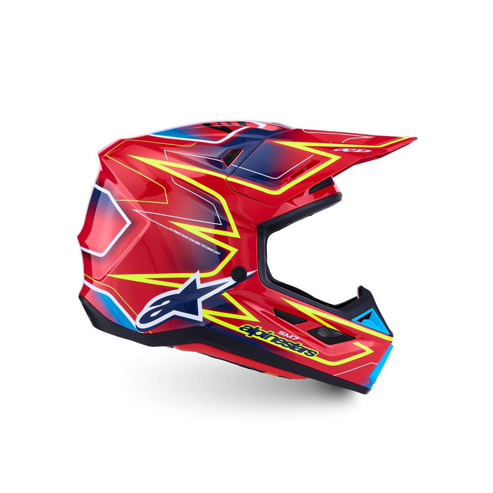 S-M7 Cast Helmet Red/Yellow Fluoro/Blue Gloss