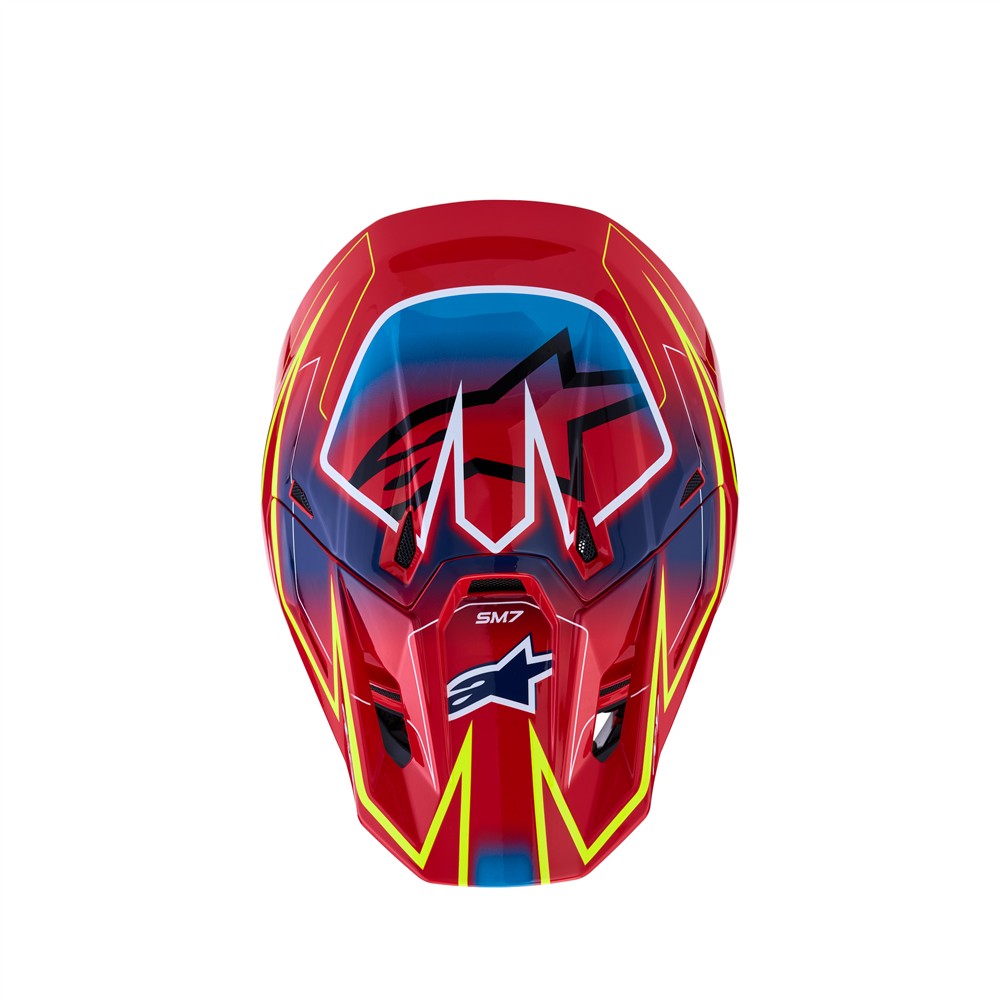 S-M7 Cast Helmet Red/Yellow Fluoro/Blue Gloss