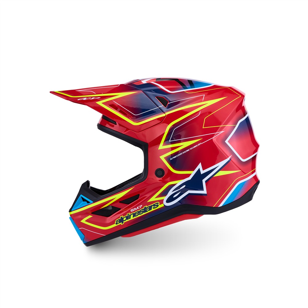S-M7 Cast Helmet Red/Yellow Fluoro/Blue Gloss