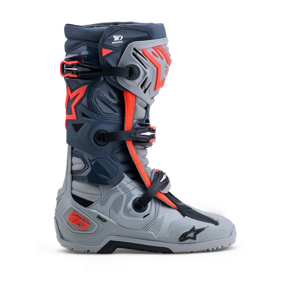 Tech-10 Enduro Boots Mid Gray/Dark Gray/Red Fluoro