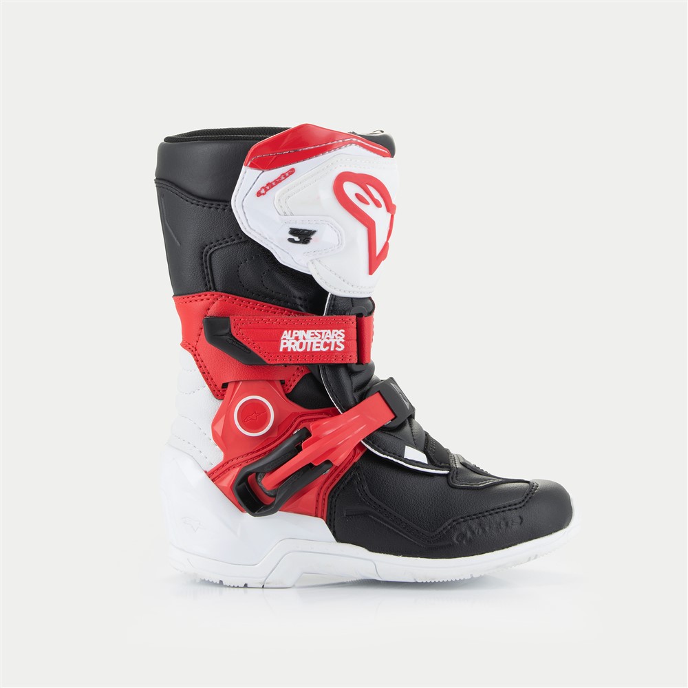 Tech-3S Kids MX Boots White/Black/Bright Red