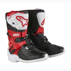 Tech-3S Kids MX Boots White/Black/Bright Red