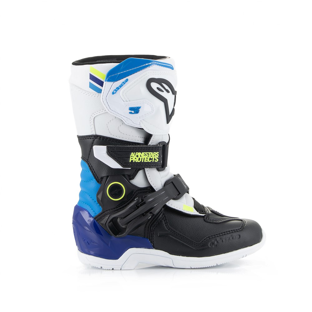 Tech-3S Kids MX Boots White/Black/Enamel Blue