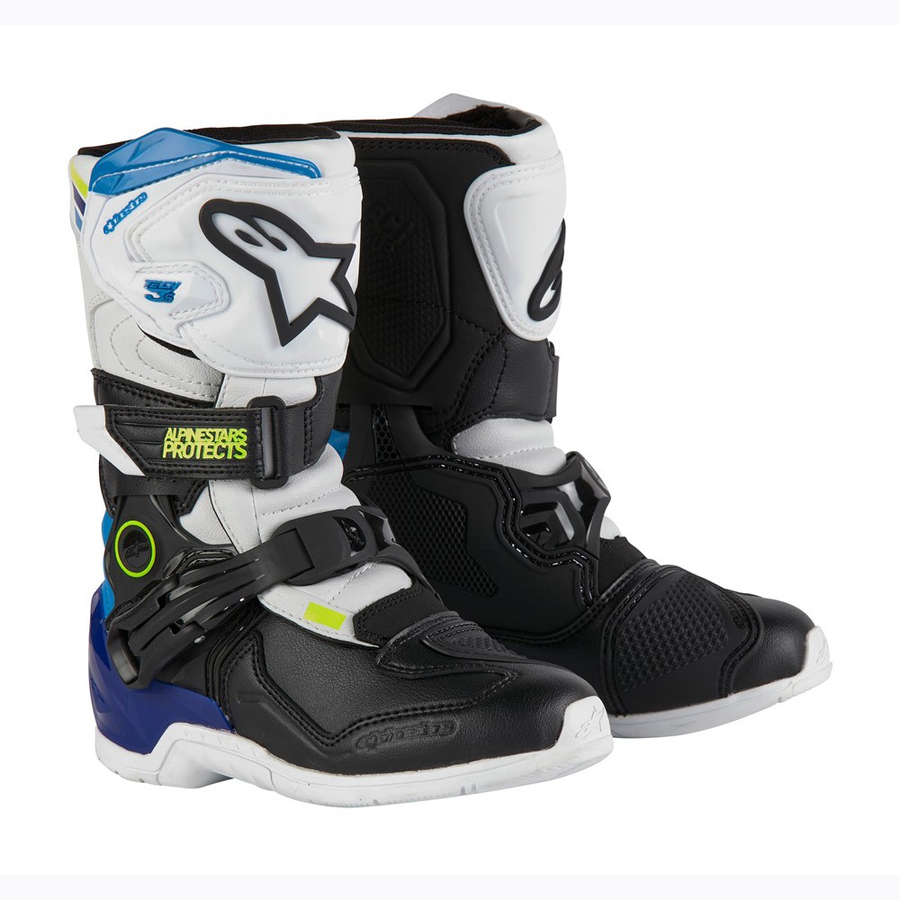 Tech-3S Kids MX Boots White/Black/Enamel Blue