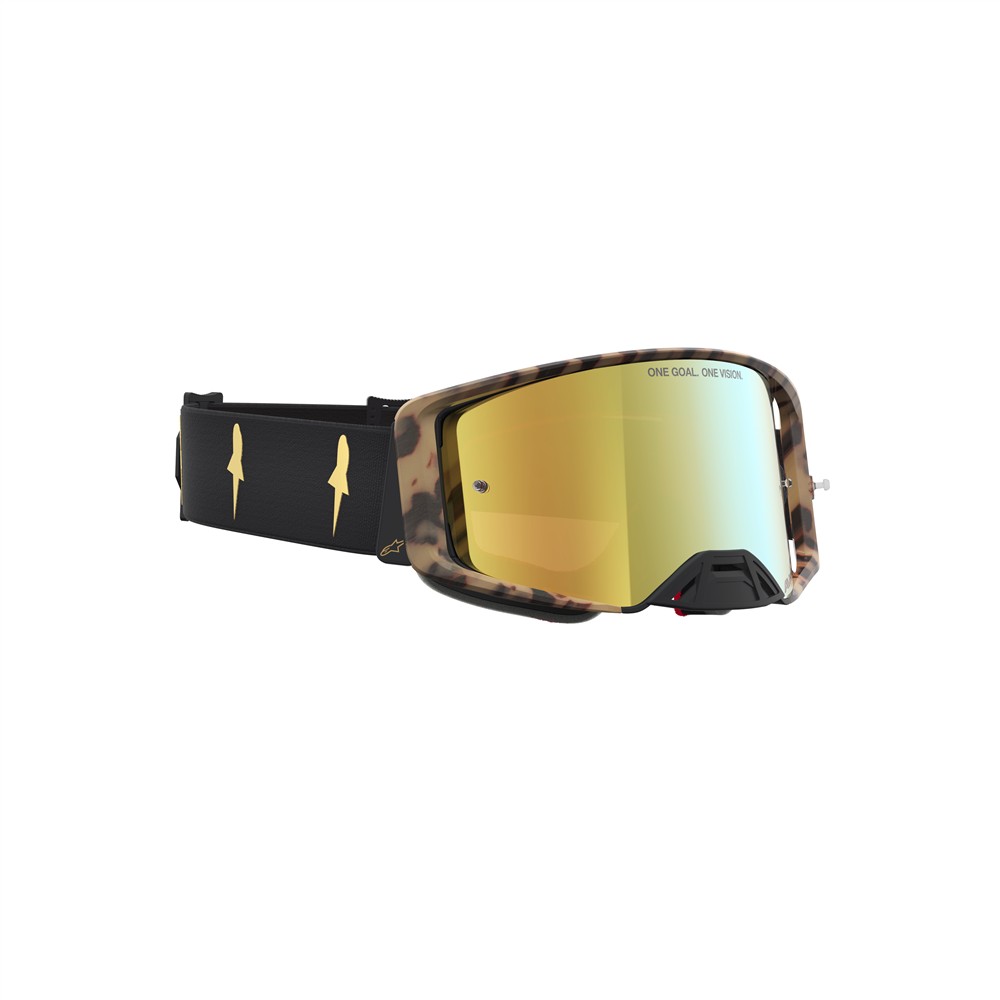 Supertech Limited Edition Zona (Zone) Goggle - Brown Marble/Black - Mirror Gold Lens