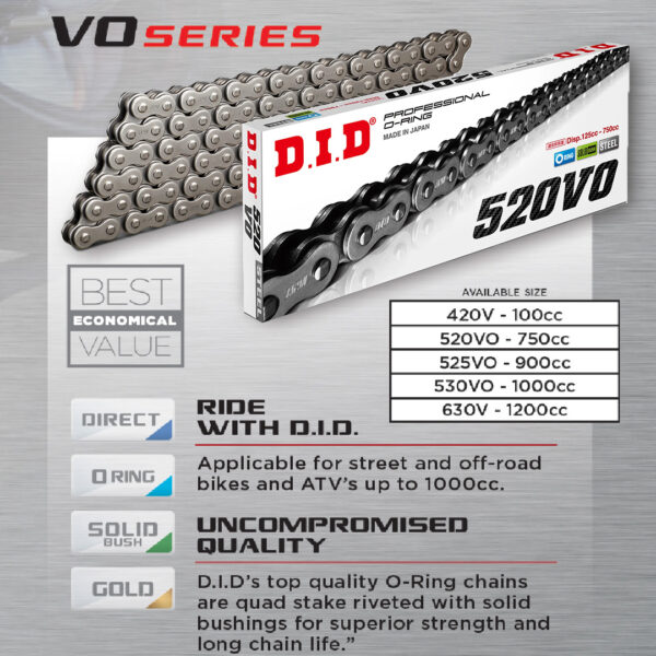 520VO x120FB O'Ring^solid bush DID chain w/clip link