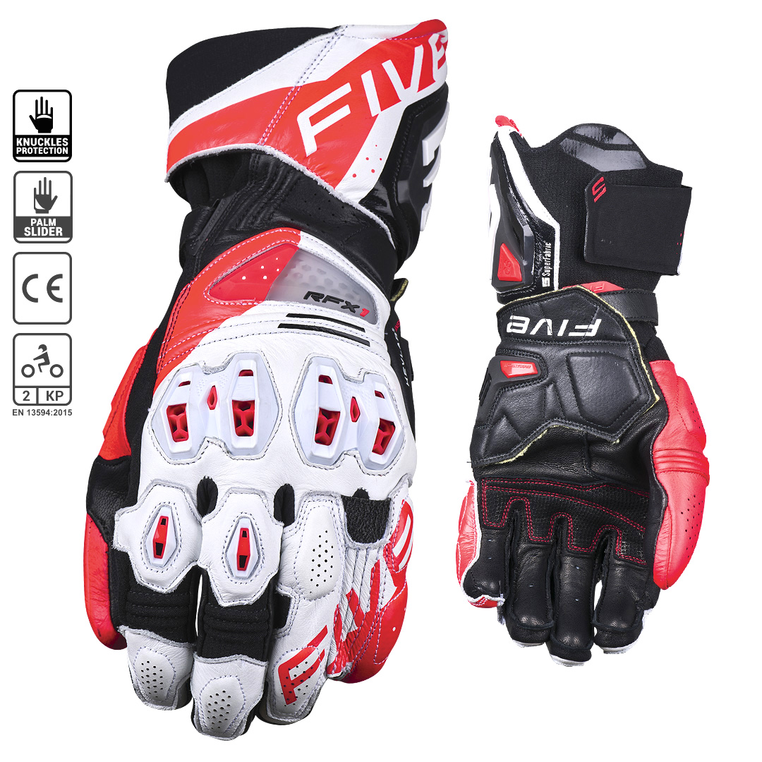RFX1 EVO White/Red Race Gloves FIVE