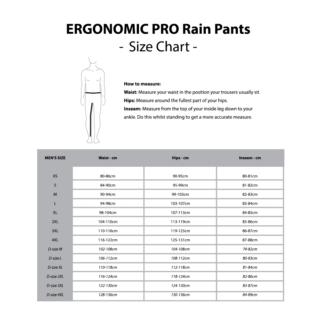 2XL Rain Pants Ergonomic Pro Black XXL