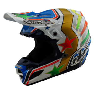 TROY LEE DESIGNS SE5 ECE COMPOSITE HELMET RAYS WHITE / BLUE