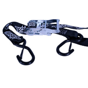 ONEAL DELUXE RATCHET TIE DOWNS 1 1/2 INCH W/ SOFT LOOP & SECURE HOOK BLK/BLK (CTN12)