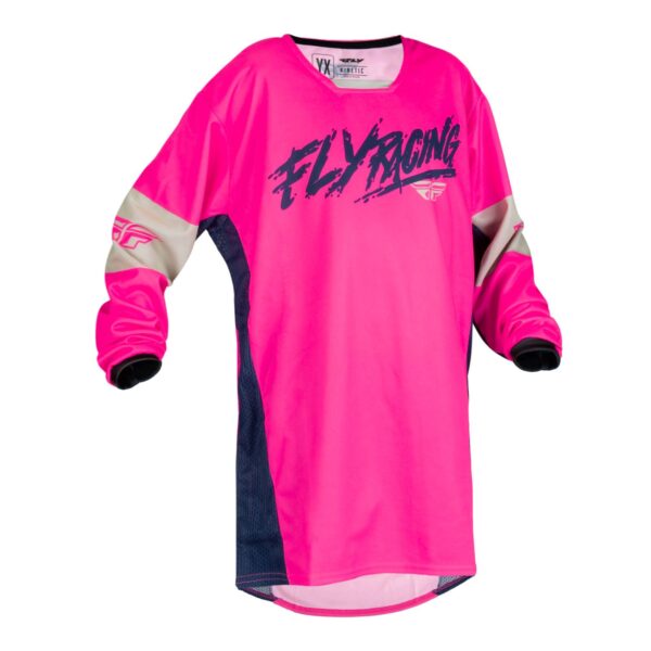 FLY '23 YOUTH KINETIC KHAOS JERSEY PINK/NAVY/TAN