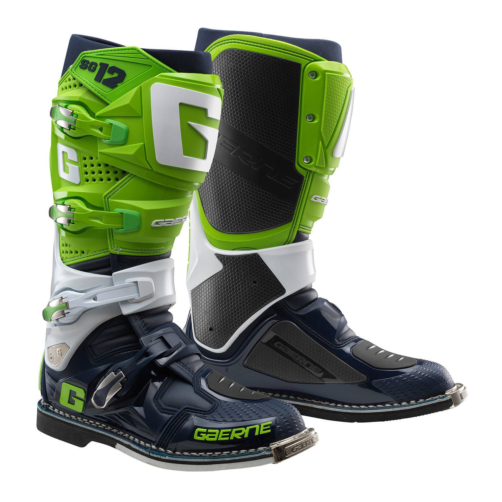 Gaerne Boot Sg12 Fluo Green White Navy 44 | Tracktion Motorcycles