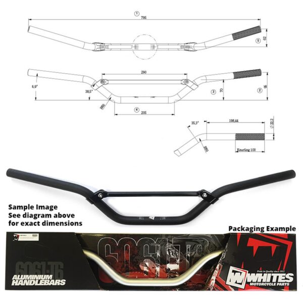 WHITES HANDLEBARS ALLOY 6061 7/8 (22.2MM) CR HIGH BLK