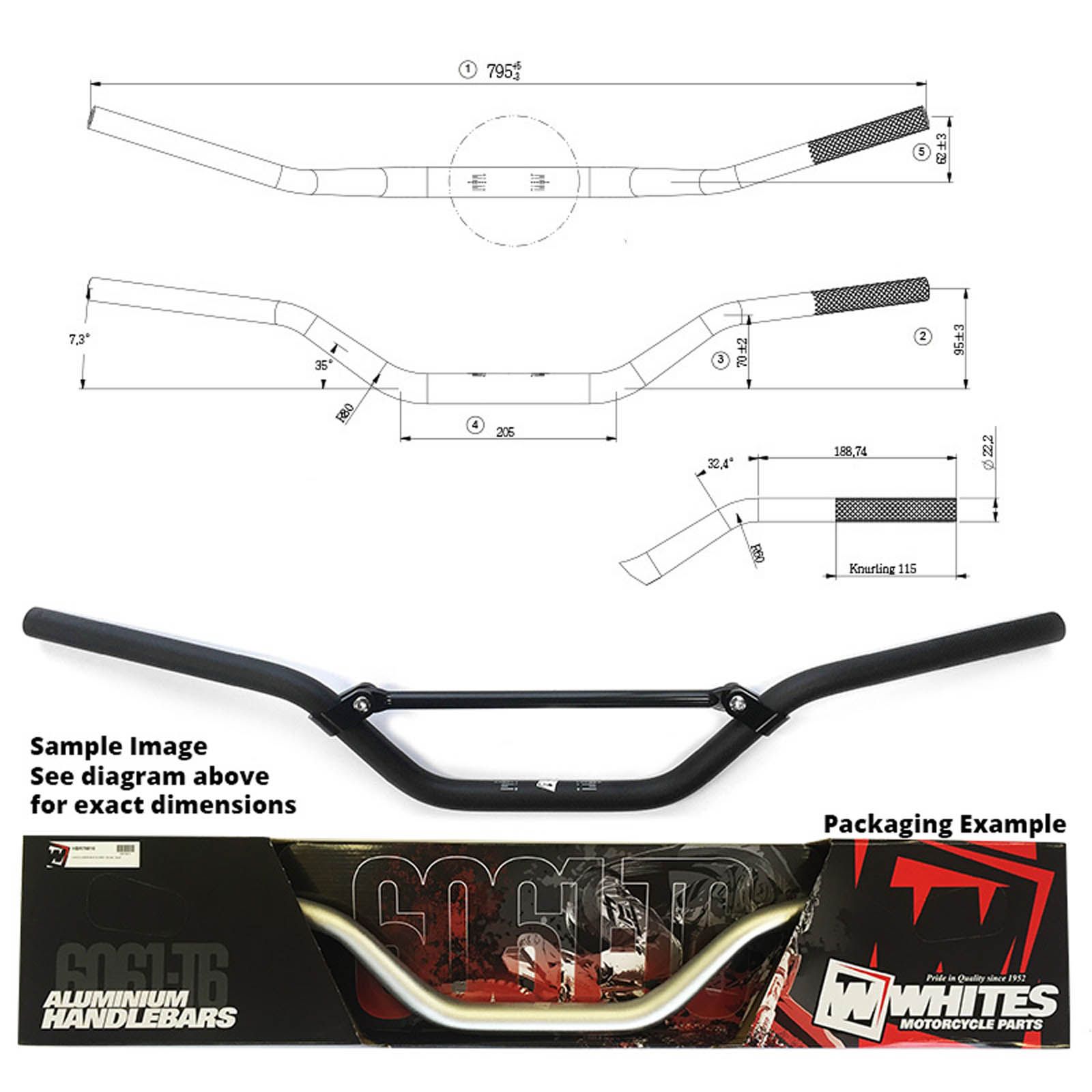 WHITES HANDLEBARS ALLOY 6061 7/8 (22.2MM) KTM SX65 BLK