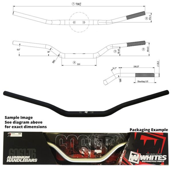 WHITES HANDLEBAR TAPER AL6061 BLK WR125/250/450 05-06 1