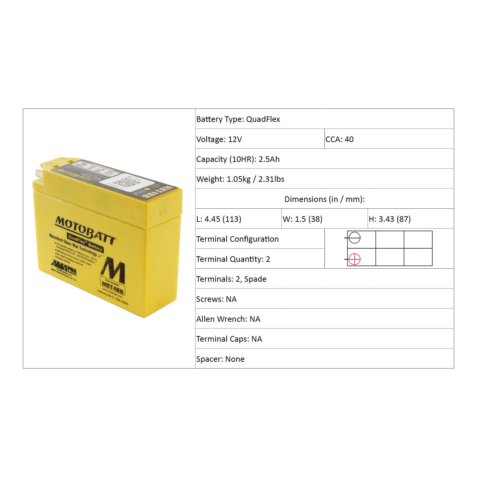 MBT4BB MOTOBATT QUADFLEX BATTERY (20PCS/CTN)