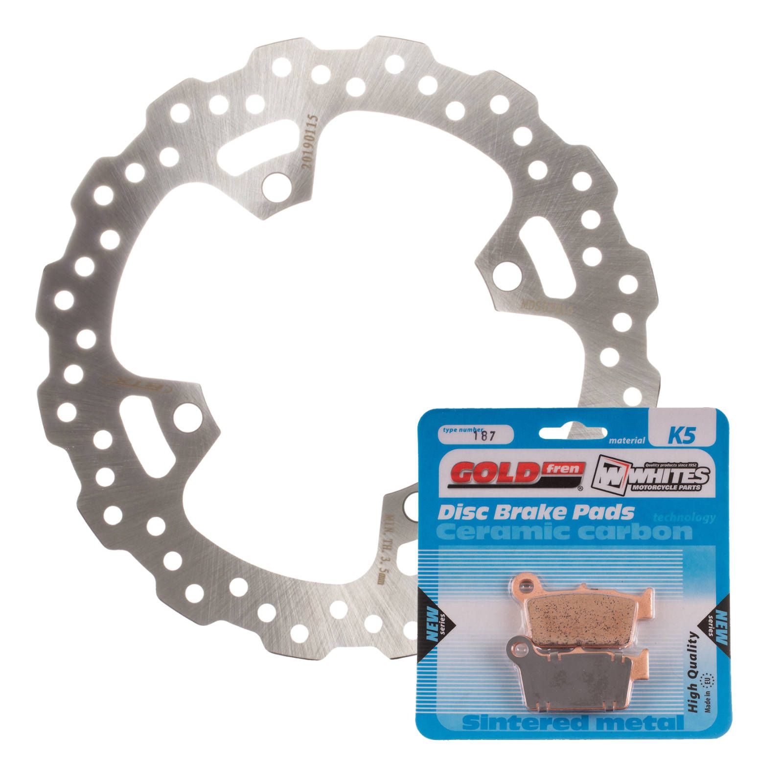 BRAKE DISC & PAD REAR KIT - KAW KX250F 04-15 - WAVE