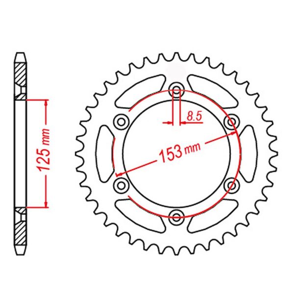 SPKT REAR OE STEEL 210 53T #520