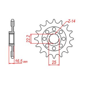 SPKT FRONT OE STEEL 741 14T #525