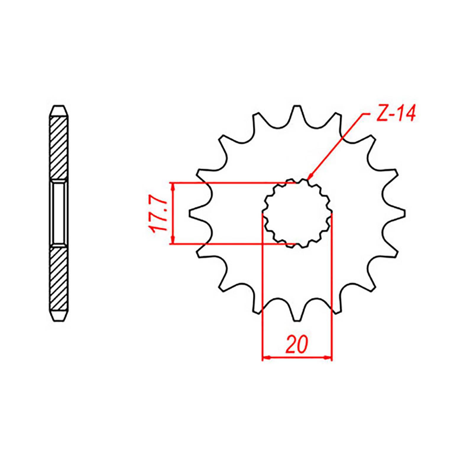 SPKT FRONT OE STEEL 558 14T #428