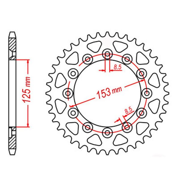 SPKT REAR OE STEEL 210 55T #520 8.5mm