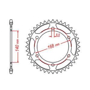 SPKT REAR OE STEEL 6 42T #525 For 8.5mm Bolts