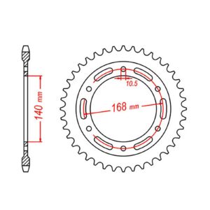 SPKT REAR OE STEEL 003 42T #525 For 10.5mm Bolts
