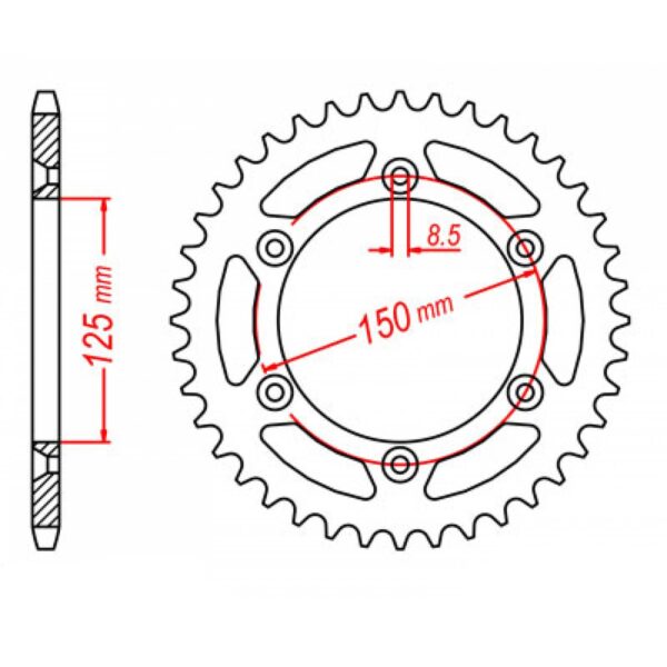 SPKT REAR OE STEEL 897 52T #520