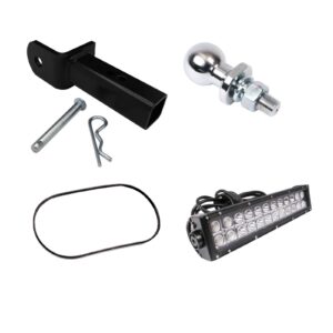 UTV BUNDLE CONTAINS, MIRROR, LIGHT BAR, TOWBALL & HITCH