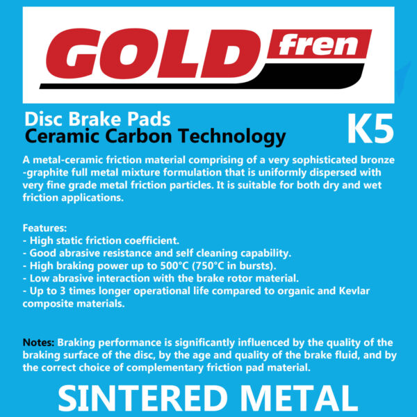 GOLDfren Brake Pads - K5 Off-Road Racing (GF297)