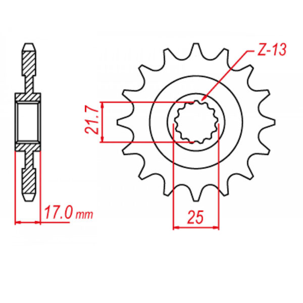 MTX 1381 Steel Front Sprocket #520 (15T)